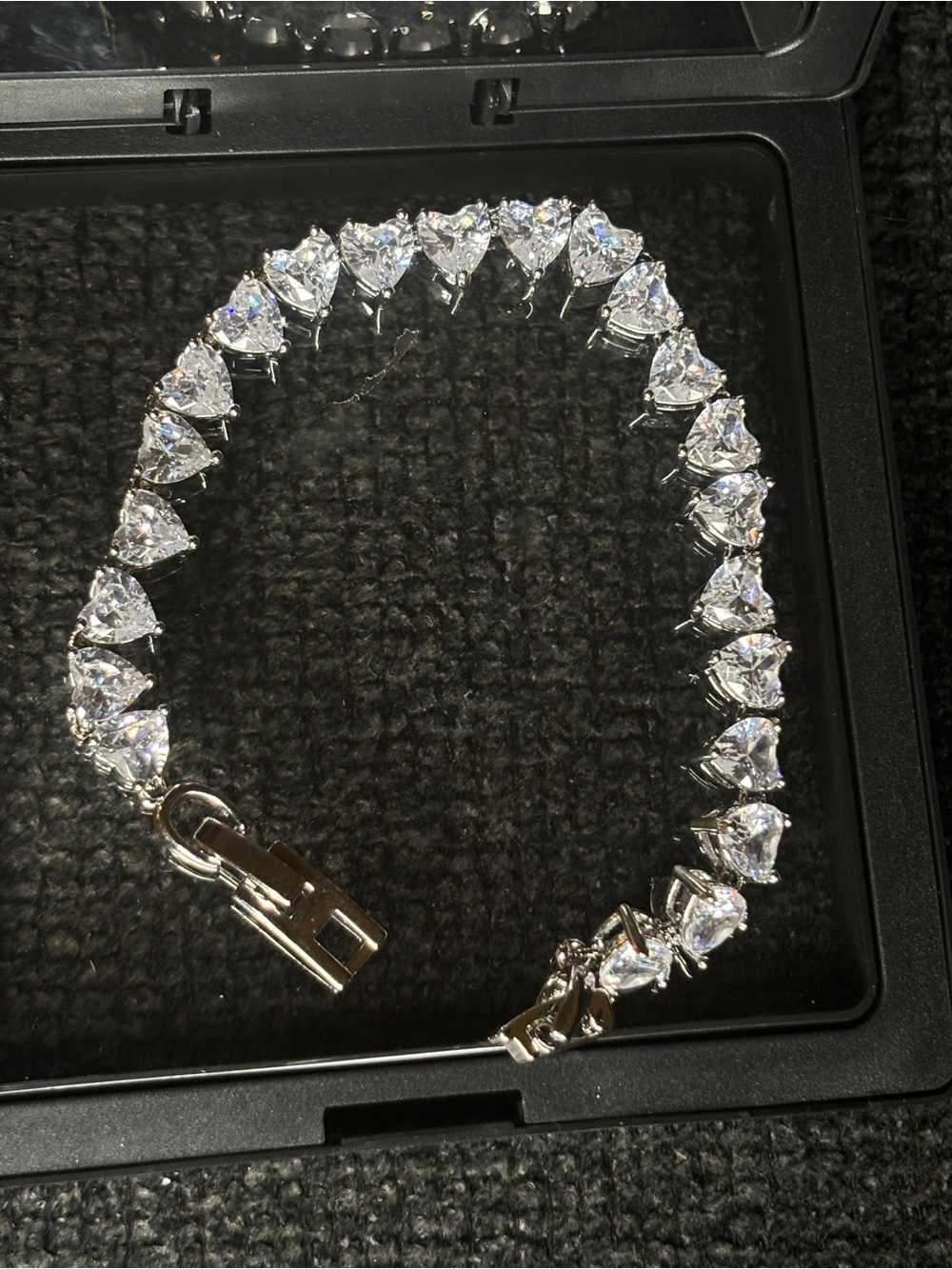 Heart-Cut CZ Tennis Bracelet in Silver